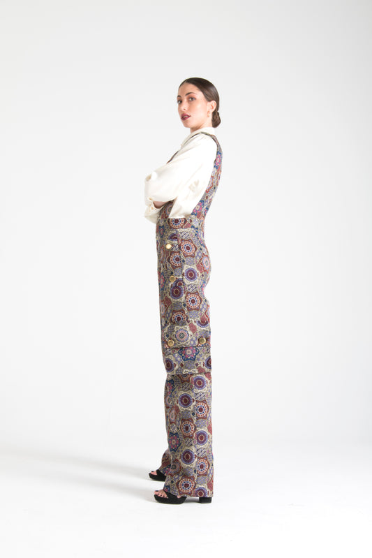 Multicolor Long Dungarees with Pockets