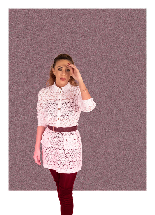 White Cotton Lace Mini Skirt