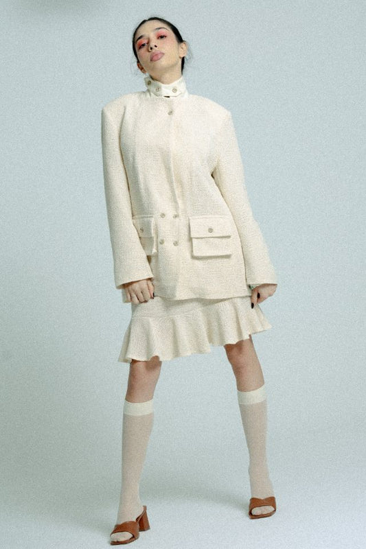 relax baby be cool cotton knit blazer with pockets cream