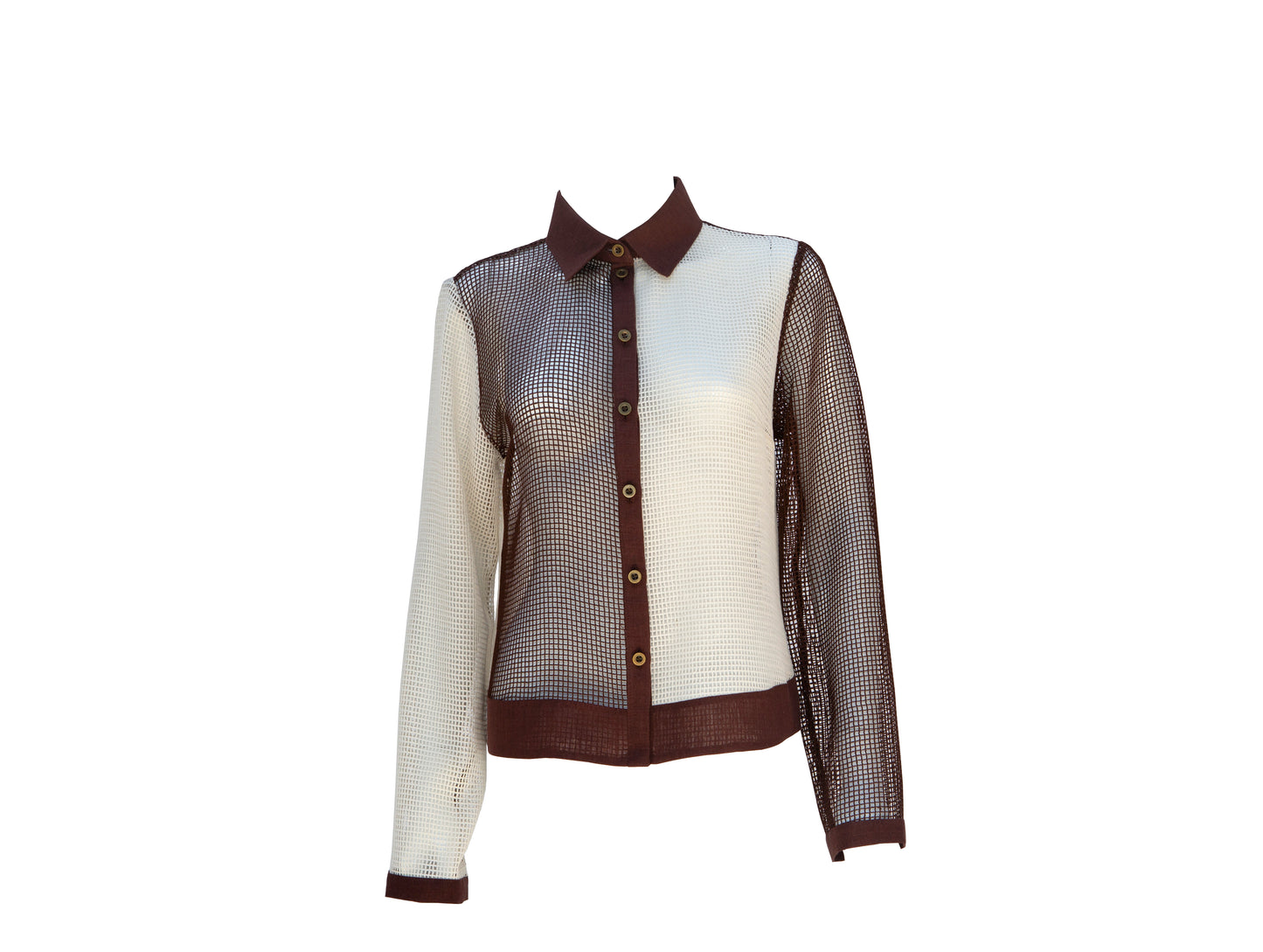 Long Sleeve Color Block Cotton Button Up Shirt