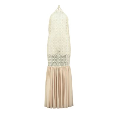 relax baby be cool cotton crochet dress with flowing chiffon hem sand on sand