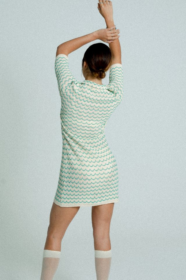 relax baby be cool cotton knit tennis dress green cream