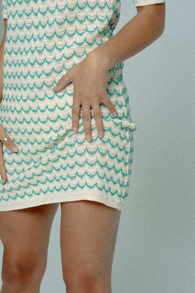 relax baby be cool cotton knit tennis dress green cream